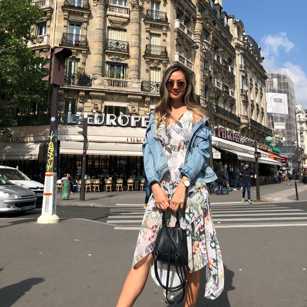 Asymmetric Floral One Shoulder Midi Dress - Picture 4 of 7